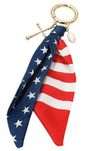 Load image into Gallery viewer, American USA Scarf Fabric Cross Freshwater Pearl Charm Keychain Bag Charm