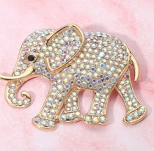 Load image into Gallery viewer, Rhinestone Embellished Elephant Pin/Brooch. Your choice of color - gold or silver .