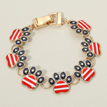 Load image into Gallery viewer, American USA Flag Patriotic Paw Charm Link Magnetic Bracelet - Silver or Gold