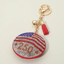 Load image into Gallery viewer, Bling Studded American USA Flag 250 Round Keychain Bag Charm