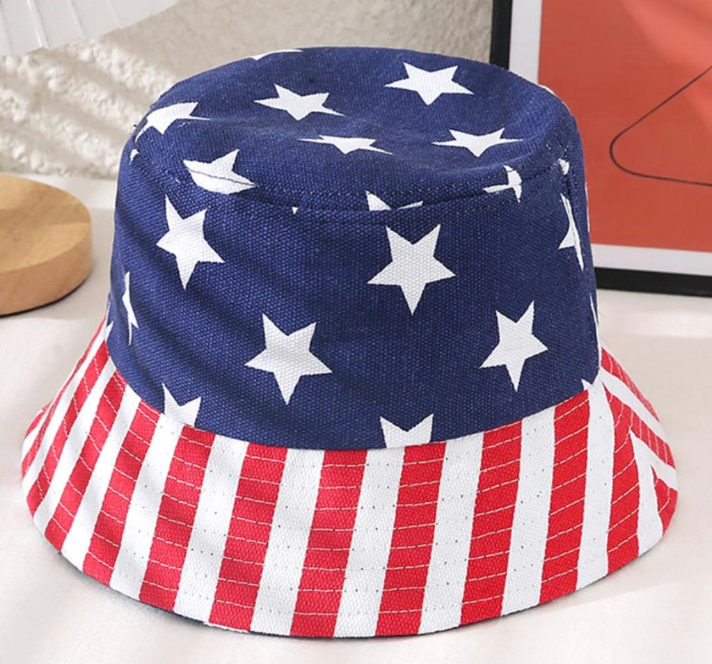 American USA flag printed bucket hat