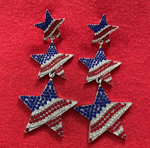 American Flag Star Dangle Earrings