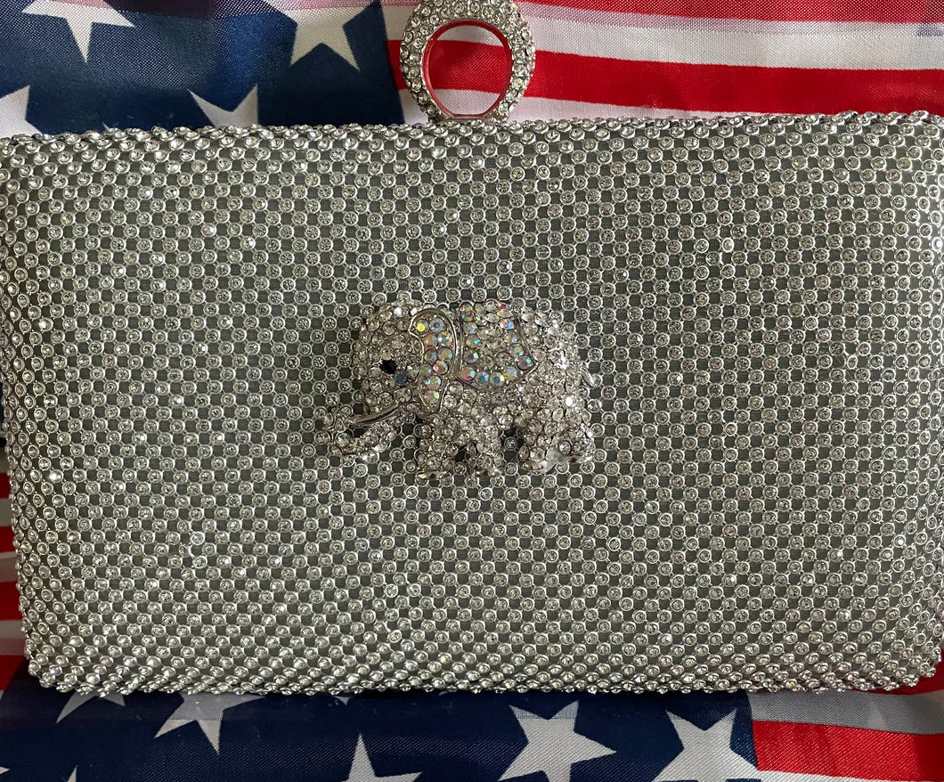 Silver Crystal Clutch Bag