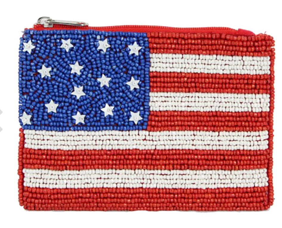 American USA Seed Beaded Mine Pouch