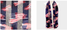 Load image into Gallery viewer, SALE ! American Flag Satin Stripe Scarf-choice of 2 color’s- navy or white