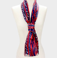 Load image into Gallery viewer, Stars, &amp; Stripes Ladies Scarf - Choice of color- Red or white