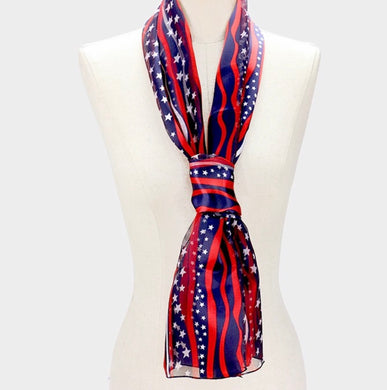 SALE ! Stars, & Stripes Ladies Scarf - Choice of color- Red or white