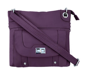 Grey, Black, Purple, or Olive Genuine Leather Concealed Carry Hand Bag