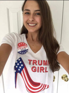 Short Sleeve Ladies V-Neck Trump Girl Shirt