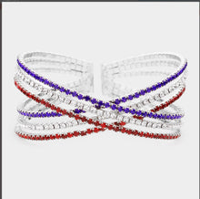 Load image into Gallery viewer, Rhinestone embellished crisscross cuff bracelet