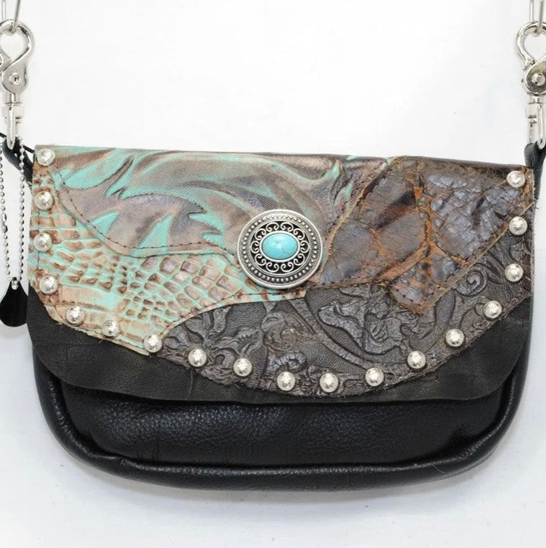 Turquoise / Black Concealed Carry Hand Bag