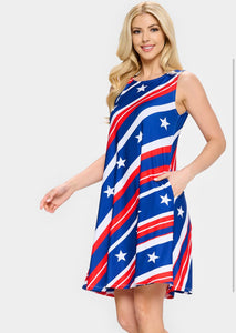 American Flag A-Line Swing Dress