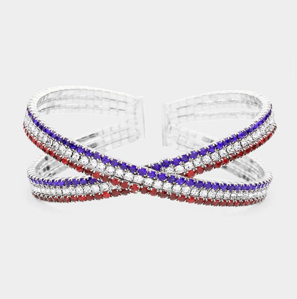 Rhinestone Patriotic Cuff Bracelet