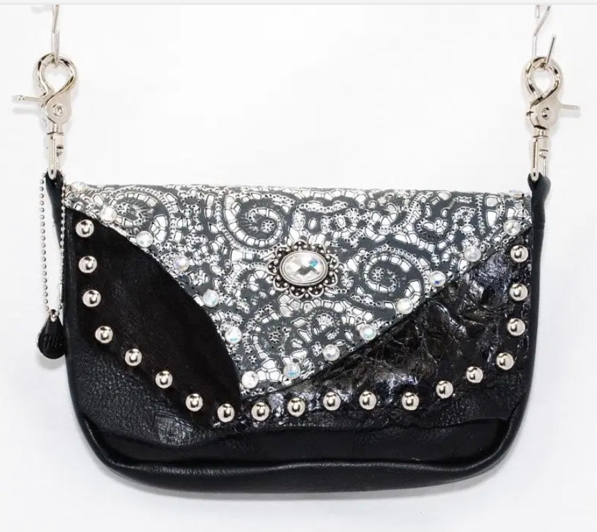 Silver Lace Leather Concealed Carry Hand Bag