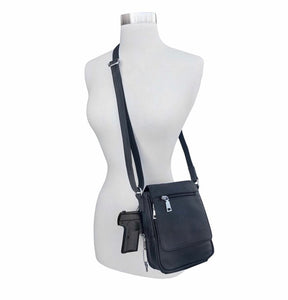 Compact Concealed Cross Body Hand Bag - Black