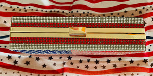 American Flag Rhinestone Clutch/Cross Body Handbag