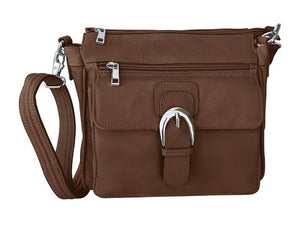 Buckle Genuine Leather Concealed Carry Handbag