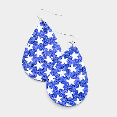 Red & Blue Sparkle Star Earrings