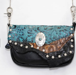 Turquoise / Black Concealed Carry Hand Bag