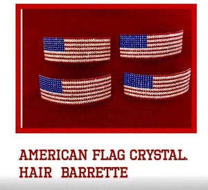 Rhinestone American Flag Barrette