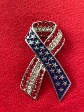 American Flag Breast Cancer Awareness Pin
