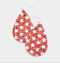 Load image into Gallery viewer, Red &amp; Blue Sparkle Star Earrings
