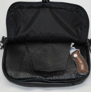 Genuine Leather Black & Midnight Blue Concealed Carry Hand Bag