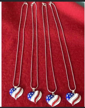 Load image into Gallery viewer, American Flag Crystal Heart Necklace