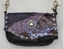 Load image into Gallery viewer, Black/Purple Leather Concealed Carry Hand Bag