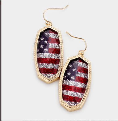 Sparkle Dangle American Flag Earrings