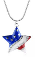 Load image into Gallery viewer, American Flag Crystal Star or Heart  Necklace