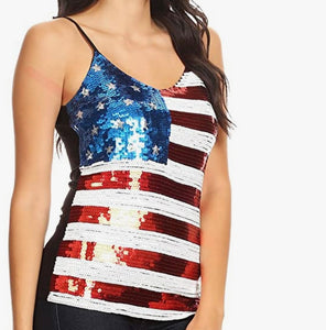 American Flag Sequin Top/Shirt/Cami