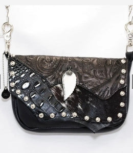 Black / Silver Concealed Carry Hand Bag