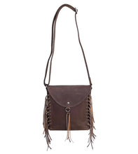Load image into Gallery viewer, Brown Leather Fringe Concealed Carry Hand Bag