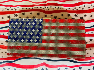 American Flag Rhinestone Clutch/Cross Body Handbag
