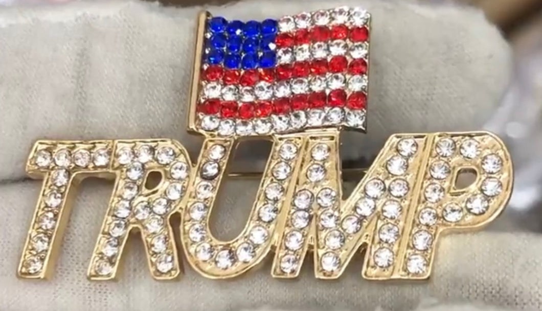 Trump Crystal Flag Pin