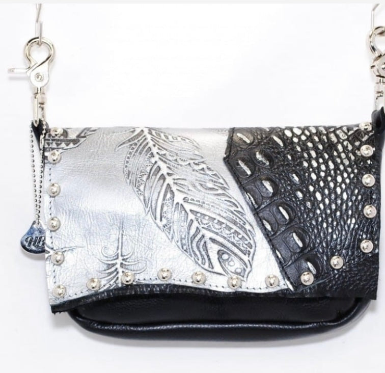 SALE Silver / Black Concealed Carry Hand Bag