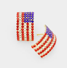 Load image into Gallery viewer, SALE -American Flag Crystal Pave Earrings